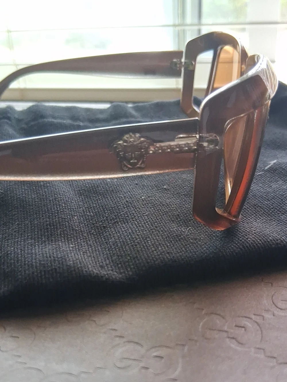 Versace Brown Rectangular Womens Sunglasses with Medusa Detail